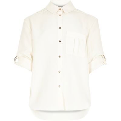 Girls cream military shirt